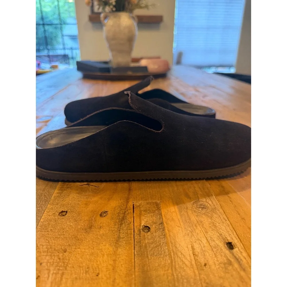 Vince Mens Suede Mule Slippers Black Round Toe Slip On Loafers Shoes M9